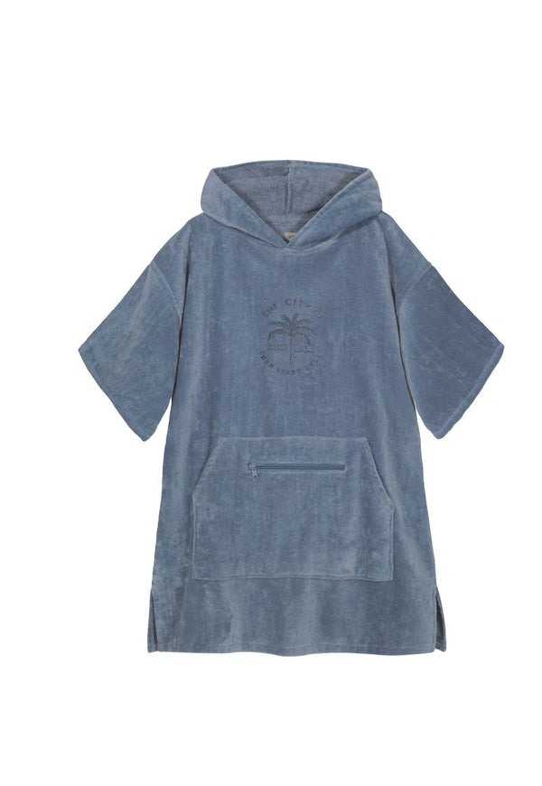 Poncho Toalla Hoodie Blue