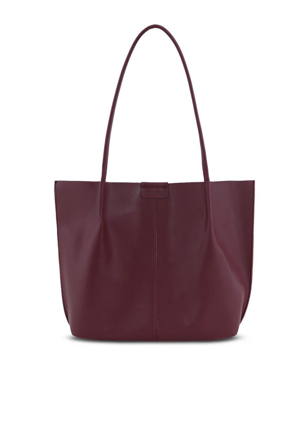 Cartera Tote Siena Wappy color burdeo, cartera mujer en cuero vegano
