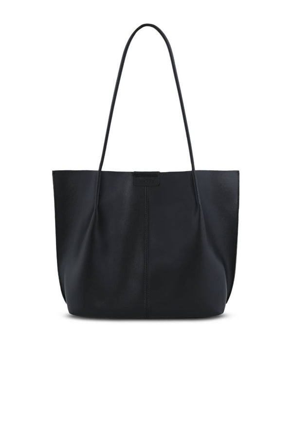 Cartera Tote Siena Wappy color negro, cartera mujer en cuero vegano